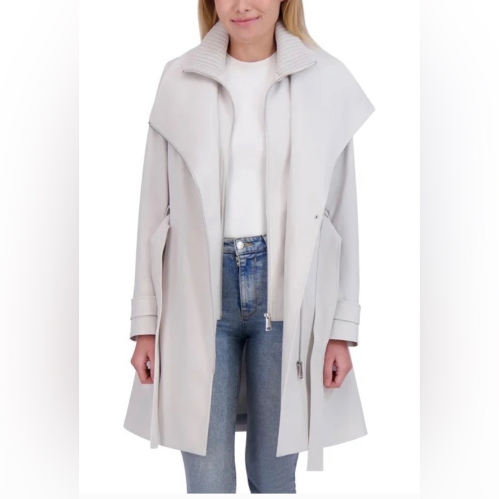 ❤️Halston Women's Belted Trench Coat Size Large Gray Color NEW with tag
